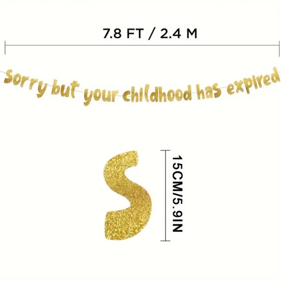 18th Birthday Gold Glitter Letter Banner - Picture 4 of 4